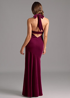Azazie Drita Bridesmaid Dresses Cabernet A-Line Pleated Velvet Dress image6