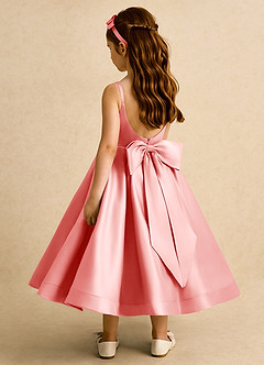 Azazie Babs Blumenmädchenkleider Ballkleid Plissee Matte Satin Kleid Koralle image1