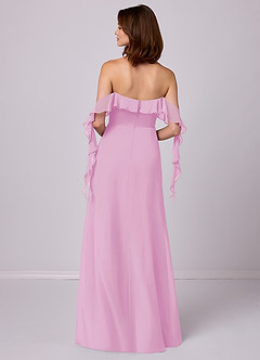 Barbie ♥ Azazie Robes de demoiselle d'honneur Robe Trapèze Convertible en Mousseline de soie Épaule décolletée Rose Bonbon image6