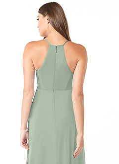 Azazie Annabelle Vestidos de dama de honra para maternidade Vestir Linha A Plissado Comprimento do chão Malha image3