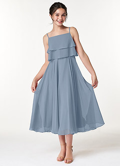 Azazie Ensley Junior Dusty Blue A-Line Pleated Chiffon Dress image1