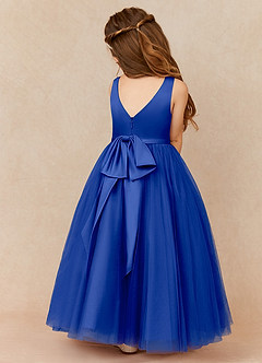 Azazie Marybell Flower Girl Dresses Royal Blue A-Line Bow Tulle Dress image2