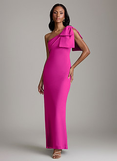 Azazie Yuanna Bridesmaid Dresses Fuchsia Mermaid One Shoulder Chiffon Dress image1