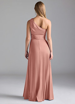 Azazie Dallas Bridesmaid Dresses Rosette A-Line One Shoulder Stretch Satin Dress image2