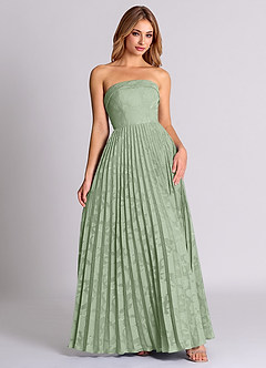 Azazie Mariana Vestidos de damas de honor Vestido de Salvia Polvorienta de Devorado Floral de Corte en A Convertible con Sin tirantes image5