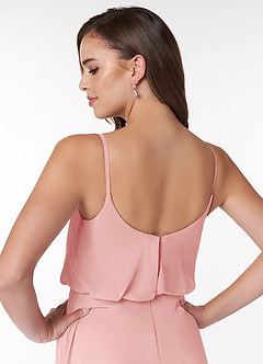 Azazie Lupe Final Sale Rosette A-Line Scoop Blouson Chiffon Dress image6