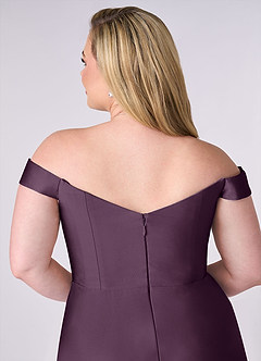 Barbie ♥ Azazie Bridesmaid Dresses Plum A-Line Off the Shoulder Stretch Satin Convertible Dress image12