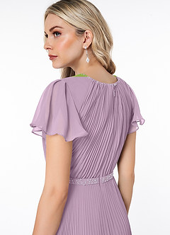 Azazie Kara Modest Bridesmaid Dresses A-Line Pleated Chiffon Floor-Length Dress image6