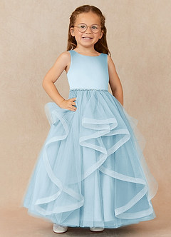 Azazie Sofia Flower Girl Dresses Sky Blue A-Line Beaded Tulle Dress image1