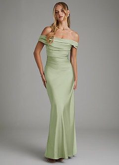 Azazie Hayden Bridesmaid Dresses Dusty Sage Mermaid Corset Stretch Satin Dress image5