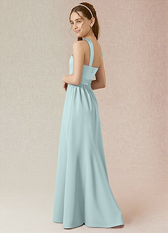 Azazie Jiya Junior Mist A-Line Pleated Stretch Satin Dress image3