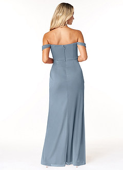 Azazie Tessa Bridesmaid Dresses Dusty Blue Sheath Sweetheart Off-The-Shoulder Mesh Convertible Dress image6