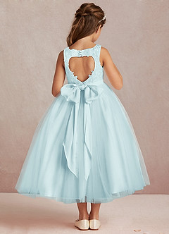 Azazie Calla Flower Girl Dresses Sea Glass Ball-Gown Lace Tulle Dress image3