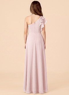 Azazie Arabella Junior Blushing Pink A-Line Ruched Chiffon Dress image2