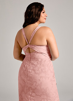 Azazie Mero 신부 들러리 드레스 쉬스 주름진 플로럴 번아웃 바닥 길이 드레스 image12