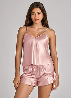front Matching Color Satin Camisole Set