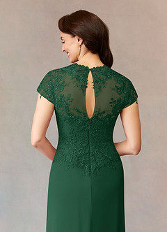Azazie Junie Mother of the Bride Dresses Dark Green A-Line Lace Chiffon Dress image6