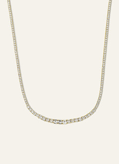 front 14K Gold Plated Zirconia Tennis Necklace