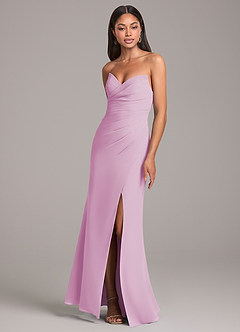 Azazie Yola Robes de demoiselle d'honneur Robe Fourreau Convertible en Mousseline de soie Plissée Rose Bonbon image3