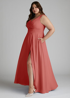 Azazie Karina Bridesmaid Dresses Antique Rose A-Line Pleated Chiffon Dress image8