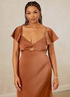 Christian Siriano Bridal for Azazie 1005 Bridesmaid Dresses Copper Sheath Sweetheart Neckline Stretch Satin Dress image14