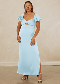 Christian Siriano Bridal for Azazie 1005 Bridesmaid Dresses Sky Blue Sheath Sweetheart Neckline Stretch Satin Dress image1