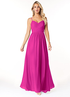 Azazie Lisbon Final Sale Fuchsia A-Line Sweetheart Neckline Chiffon Dress image5
