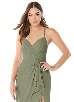 Azazie Aribella Bridesmaid Dresses Pistachio Sheath Ruched Chiffon Dress image5