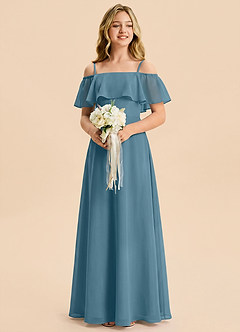 Azazie Maggie Junior Bermuda A-Line Off the Shoulder Chiffon Dress image4