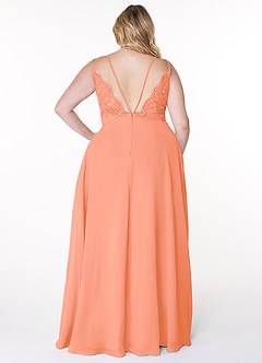 Azazie Lennon Bridesmaid Dresses Sunset A-Line Lace Chiffon Dress image2