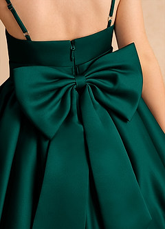 Azazie Davine vestidos de niña de las flores Vestido de Pino de Satin Mate de Corte En A con Tirante Espagueti image10