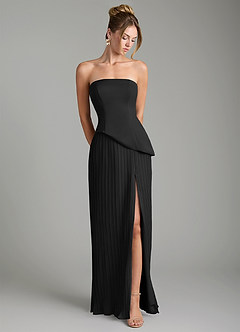 Azazie Tierney Bridesmaid Dresses Black A-Line Strapless Chiffon Convertible Dress image4