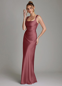 Azazie Agustina Brautjungfernkleider Meerjungfrau-Linie Korsett Stretch-Satin Kleid Wüstenrose image5