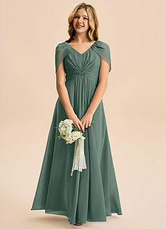 Azazie Emma Junior Robe Trapèze en Mousseline de soie Plissée Mousse De Mer image3