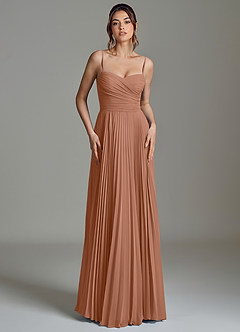 Azazie Catie Brautjungfernkleider A-Linie Herzausschnitt Chiffon Kleid Bronzer image4