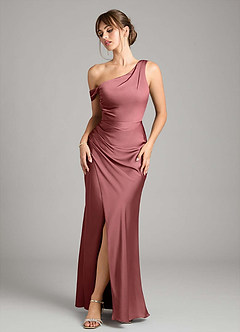Azazie Madelyn Bridesmaid Dresses Amethyst Mermaid One Shoulder Stretch Satin Convertible Dress image1