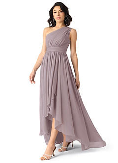 Azazie Mathilda Brautjungfernkleider A-Linie One-Shoulder Chiffon Kleid Dämmerung image3