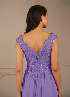 Azazie Amethyst Mother of the Bride Dresses Tahiti A-Line V-Neck Sequins Chiffon Dress image8