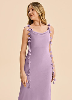 Azazie Trinity Junior Vestido Glicinia de Gasa de Corte Sirena con Plisado image4