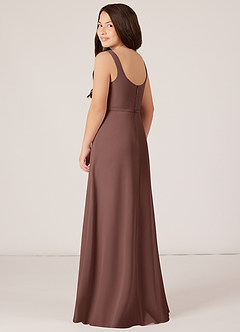 Azazie Renee Junior Espresso A-Line Side Slit Chiffon Dress image4