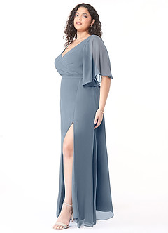 Azazie Cierra 신부 들러리 드레스 A라인 쉬폰 플로어 길이 드레스 image11