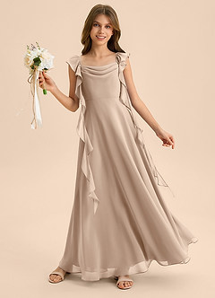 Azazie Carmin Junior Klä av A-Line i Chiffong Rynkad image4