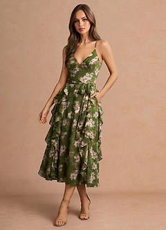 Robe Mi-Longue Vert Floral Megan image3