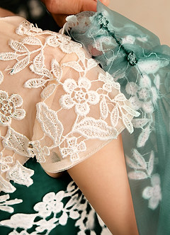 Azazie Dandelion Robe Demoiselle D'honneur Fillette Robe Princesse en Dentelle émeraude image8