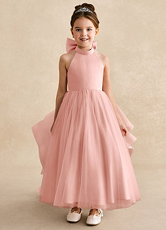Azazie Bev Flower Girl Dresses Rosette A-Line Convertible Tulle Dress image3