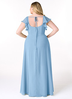Azazie Bondi Brautjungfernkleider A-Linie Gekräuselt Chiffon Kleid Puderblau image8