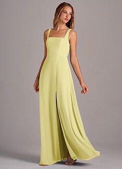 Azazie Debra Bridesmaid Dresses Lemon Sorbet A-Line with Pockets Chiffon Convertible Dress image2