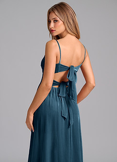 Azazie Zeya Suknie dla druhen Linia A Pofałdowany Aksamit Do ziemi Sukienka image2