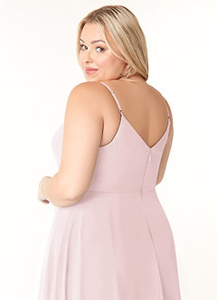 Azazie Clarissa Jurken voor bruidsmeisjes Jurk van Chiffon met A-Lijn V-hals Blozend Roze image12