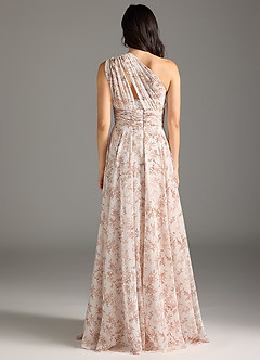 Azazie Charlize Jurken voor bruidsmeisjes Jurk van Chiffon met A-Lijn One-Shoulder Roze Varen Bloemen image7